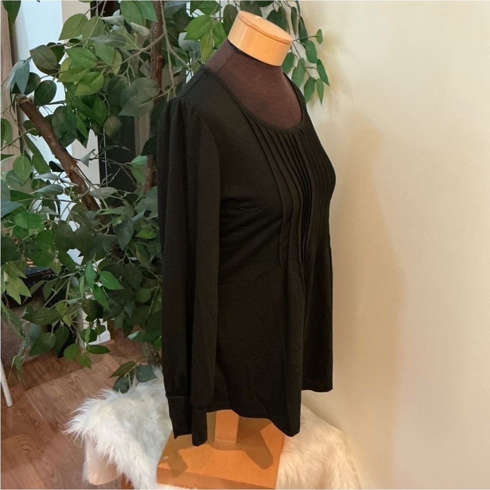 Zaayo long sleeve blouse with banded cuffs pleated chest area Woman’s Med - Picture 2 of 14